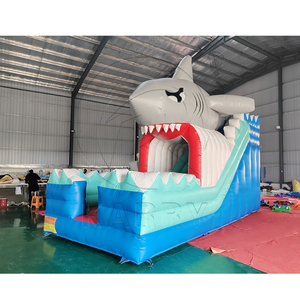 New Design Shark Theme Chateau Gonflable Outdoor Castle Inflatable Dry Slide Colorful Shark Blue Inflatable Slides for Kids - Product Image 1