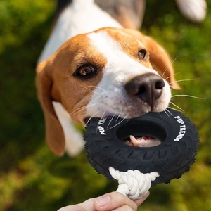 Jouet pour chien en caoutchouc durable avec corde, jouet interactif à tirer <span class=keywords><strong>la</strong></span> corde pour chiens de taille moyenne et grande - Product Image 4