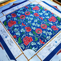 Tapis de jeu de mahjong en néoprène imperméable personnalisé, motif Liberty Flower, style américain, housse de table bleue, luxe royal, pieds pliables