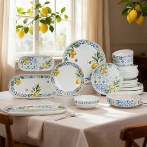 Vajilla Elegante de Limón de 29 Piezas, Vajilla de Cerámica de Porcelana China, Juego de Cena de Lujo Clásico Moderno para Hotel y Restaurante - Product Image 3