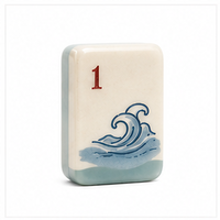 Fichas de Mahjong de Acrílico de Doble Capa, Tema de Olas Oceánicas, Reverso Verde Espuma de Mar, Diseño de Olas Tradicional, Acabado Brillante