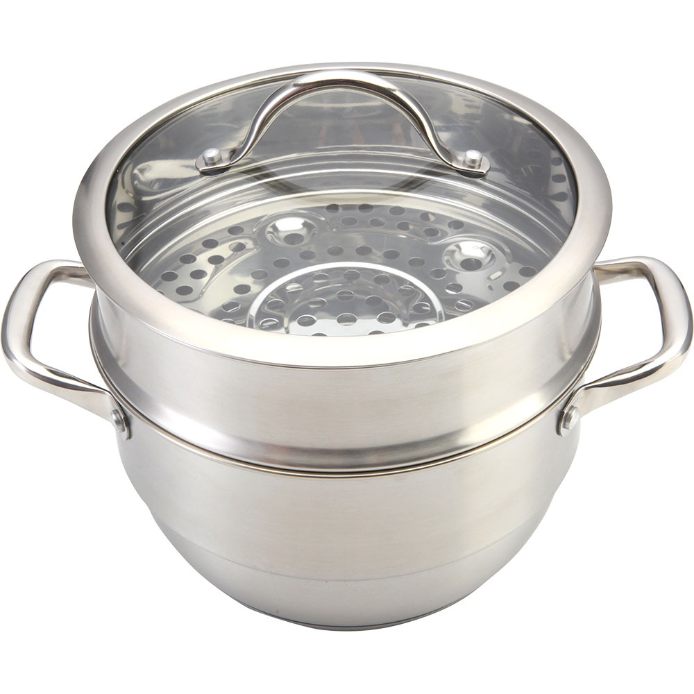 Stainless Steel Cookware Set with Glass Lid Multifunction Saucepan and Casserole with Steamer Set · image 3