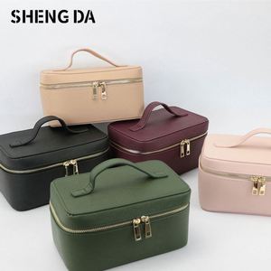 Estuche Organizador de Cosméticos de Viaje Impermeable de Cuero Genuino con Doble Cremallera, Caja de Almacenamiento de Artículos de Aseo de Gran Capacidad para Mujer - Product Image 2