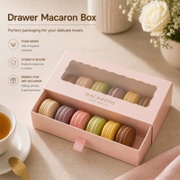 Boîtes cadeaux personnalisées en carton rose imprimé avec fenêtre pour macarons