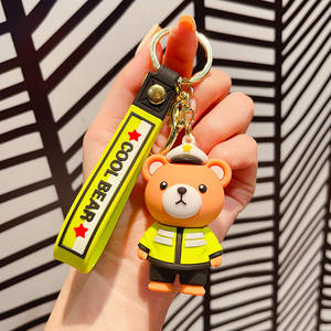 Dibujos animados policía oso luz llavero bombero oso bolsa coche colgante muñeca pequeño regalo para venta al por mayor - Product Image 6