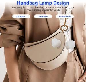 OEM Custom USB C Rechargeable 24 White LEDs 80mAh Purse Lights Heart Shape Touch Switch Keychain LED Handbag Light - Product Image 3