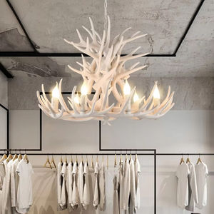 Antique <strong>Antler</strong> Chandelier Rustic Art Retro Hanging Lighting <strong>Fixtures</strong> for Restaurant Clothing Store-Resin Pendant <strong>Light</strong> Middle - Product Image 2