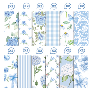 WW119 dekorasi Album foto pembuatan kartu DIY kertas khusus buku tempel motif bunga hidrangea biru muda - Product Image 2