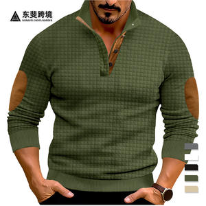 Sudadera de punto a cuadros de manga larga con cuello alto y diseño de botones para hombre, informal, para uso diario. - Product Image 5