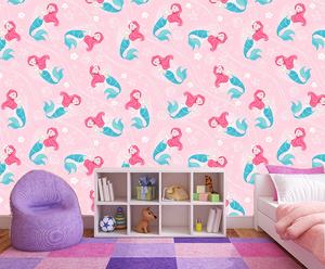 Beautiful Modern Waterproof Anti-static Mermaid <strong>Shells</strong> Pearls Pink <strong>Wallpaper</strong> with Easy Installation for Kids Bedroom Decor - Product Image 2