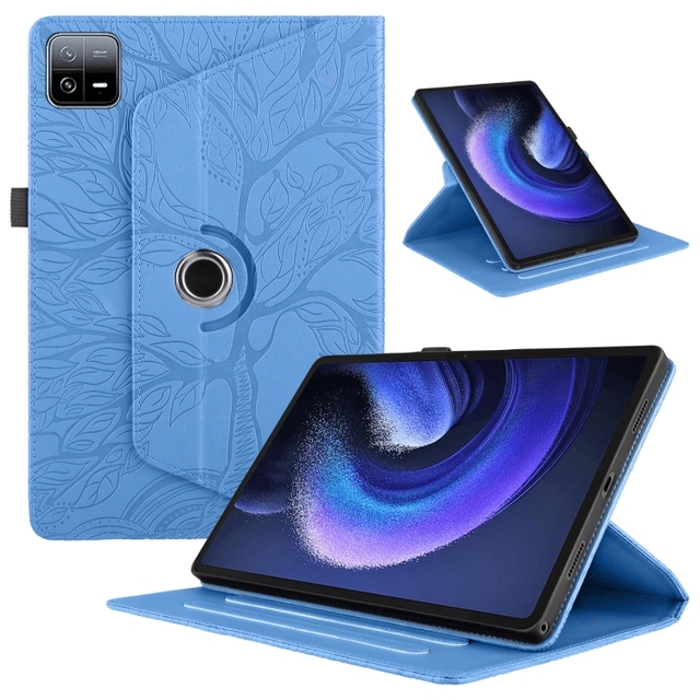 Factory for Xiaomi Pad 6 / 6 Pro Tree Life Embossed Rotation Leather Smart Tablet Case(Blue)