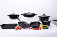 11PCS Set Peralatan Masak Besi Cor Berkualitas Tinggi Berlapis Enamel Dutch Oven Skillet Grill Pan Baking Tray Putih