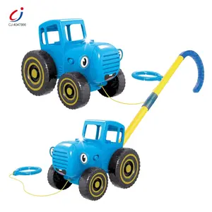 Chengji fazenda inércia engenharia carro brinquedos educacional precoce mão push pull iluminação música bonito agricultor veículo trator brinquedo azul