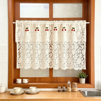 Voilages brodés floraux avec motif cerise pour la décoration des armoires de cuisine, rideaux courts translucides pour la maison