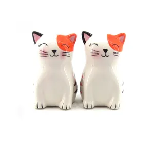 定制动物轨道微型瓷动物猫盐和胡椒振动器套装