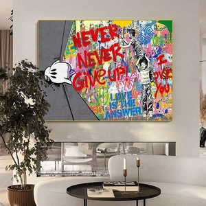 Graffiti tường nghệ thuật đường phố vải cậu bé phòng trang trí cảm hứng không bao giờ bỏ cuộc sơn in nghệ thuật trang trí nhà - Product Image 4