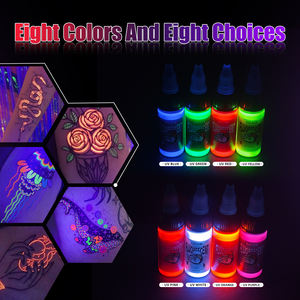 Venta directa de fábrica de <span class=keywords><strong>tinta</strong></span> de tatuaje <span class=keywords><strong>fluorescente</strong></span> de 15ML, pigmento UV original amarillo, hermoso color para arte de tatuaje corporal. - Product Image 4