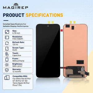 หน้าจอ OLED สำหรับ<span class=keywords><strong>โทรศัพท์</strong></span>มือถือ Infinix Hot 60 Pro Tecno Spark 40 Pro <span class=keywords><strong>ราคา</strong></span>โรงงาน MAGIREP ขายส่งอะไหล่เปลี่ยนหน้าจอ - Product Image 2