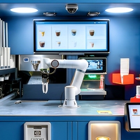 Distributeur automatique de café Ordo Tek Coffee Latte Art Bar avec bras robotisé 6 axes, modèle 01 (Chine), pour usage multi-scènes