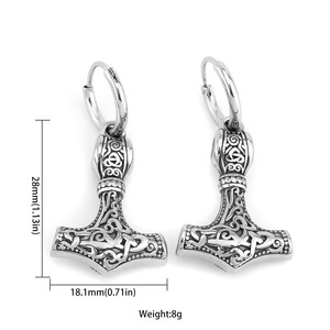 Pendientes Vikingos <span class=keywords><strong>de</strong></span> Acero Inoxidable 316L al por Mayor, con Diseño <span class=keywords><strong>de</strong></span> Mjolnir, Martillo <span class=keywords><strong>de</strong></span> Thor, Lobo, Valknut y Ancla, Resistentes al Deslustre, Listos para Enviar - Product Image 6