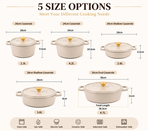 Casserole peu profonde <span class=keywords><strong>en</strong></span> <span class=keywords><strong>fonte</strong></span> <span class=keywords><strong>émaillée</strong></span> de 28 cm, revêtement céramique durable, pot rond pour événements de restauration, directement de l'usine - Product Image 4