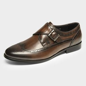 A.N.M.bullock Designer 2025 Men's All-Season Genuine Leather <b>Pointed</b> Lace-up Patchwork Dress Shoes High-End <b>Light</b> Luxury - Product Image 2