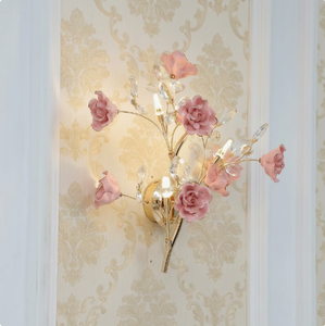 Lampada da Parete Contemporanea in Cristallo, Creatività Calda in Ceramica a Forma di Fiore, per Soggiorno, Camera da Letto, Stanza delle Ragazze, Villa, <span class=keywords><strong>Luce</strong></span> LED da Comodino - Product Image 1