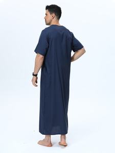 Fashionable Elegant Lightweight Anti-Wrinkle Quick Dry Short-Sleeve Long Men's Burqa for Worship Machine Washable Solid Color - Product Image 1