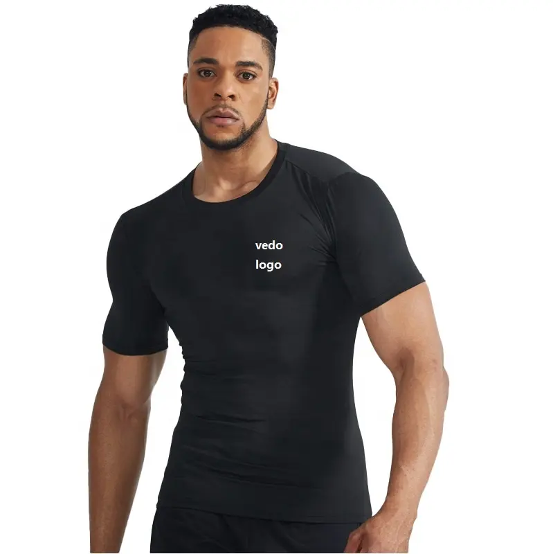 Sıkıştırma T Shirt abd boyutu 90% Polyester özel Logo egzersiz Tee basketbol futbol antrenman kıyafeti spor tişört spor giyim