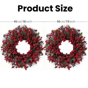 Guirnalda de acebo artificial al por mayor fruta roja 45cm 50cm bayas de golly artificiales de plástico para la decoración del hogar de Navidad - Product Image 2