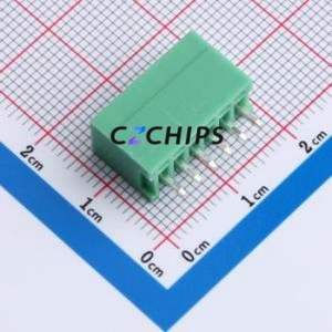 MX2EDGVC-2.54-06P-GN01-Cu-A Plug-in Terminal Block Through hole,P=2.54mm <b>Board</b>-to-<b>Board</b> / Socket - Closed 1x6P 2.54mm Green - Product Image 2