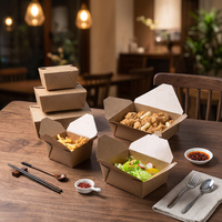 Vente chaude Recyclé Brun Kraft Papier De Qualité Alimentaire Boîte D'emballage Salade Sandwich À Emporter Alimentaire Boîte À Lunch 800ml