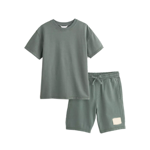 Conjunto de Dos Piezas de Algodón Orgánico Ecológico para Niños, Teñido de Bajo Impacto, Producción Ética, Diseño Sólido, Ajuste Cómodo, Edades 8 9 10 11 12 - Product Image 1