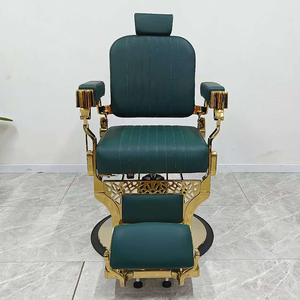Emerald hair chair - Luxurious gold frame that can be <b>reclined</b> Special hair chair for hair salons.barber chair - Product Image 3