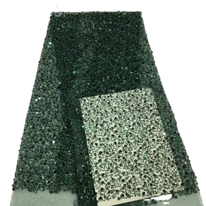 CHOCOO Hot Selling Bridal French Tulle <strong>Lace</strong> With Beads Glitter <strong>Net</strong> <strong>Sequins</strong> Beaded Embroidery <strong>Lace</strong> Fabric - Product Image 2