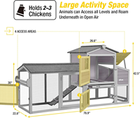 Poulailler moderne personnalisable de 80 pouces Cage à volaille en bois d'extérieur avec roues Nichoir Run Solid Pattern Mobile Hen House