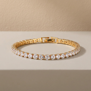 Bracelet tennis plaqué or 18 carats style hip-hop avec diamants ronds taille brillant pour occasions de fête et de mariage unisexe - Product Image 1