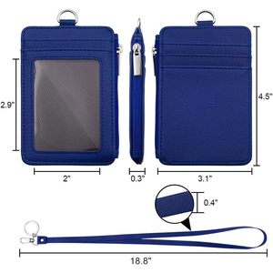 Portatarjetas vertical de cuero PU Delgado, 1 llavero, 1 ventana de identificación, 4 ranuras para tarjetas, 1 bolsillo con cremallera lateral, accesorio para portatarjetas 1 en 1 - Product Image 4