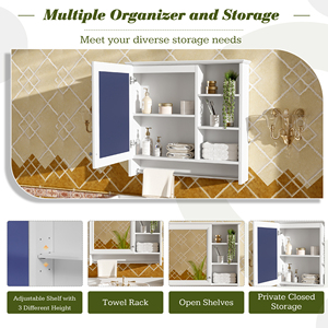 Gabinete de espejo para montar en la pared de 30 pulgadas con estante ajustable y bisagras de cierre suave para tocador de baño - Product Image 6