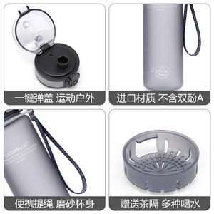 Botella de agua de plástico esmerilado Tritan a prueba de fugas y utilizable en todo momento con logotipo personalizado de 0,5 litros y 500ml con método de bebida directa - Product Image 4