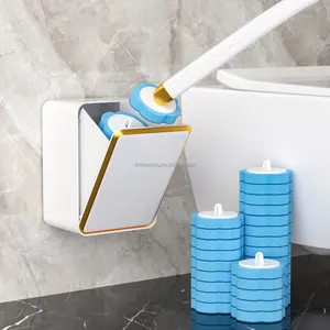 New design bathroom clean brush with sponge head disposable toilet cleaner brush set with holder for toilet