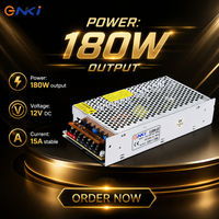 Alimentation à découpage AC/DC S-180-12 12V 15A avec boîtier en aluminium et protection contre les surcharges/courts-circuits pour usage industriel