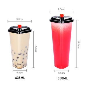 Bicchiere Monouso a Forma di <span class=keywords><strong>Cuore</strong></span> per Tè al Latte, Bicchiere Creativo Stampato a Iniezione, Bicchiere in Plastica Rinforzato per Succhi e Bevande - Product Image 3