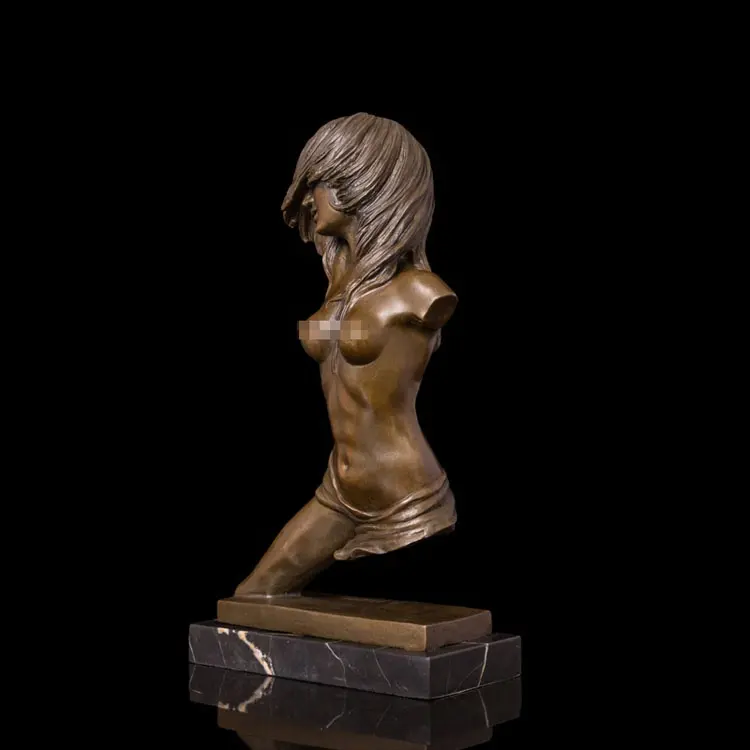 Desk decorative cast small bronze female torso