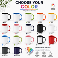 Taza de Café de Cerámica de 15 oz para Sublimación, Personalizable con Logotipo, Interior y Asa de Color, Venta al Por Mayor, Regalo Promocional, Fabricante OEM, Venta al Por Mayor
