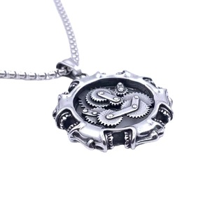 Stainless Steel Skull Mechanical Gear Pendant Men's Punk Retro <b>Necklace</b> 216085 - Product Image 2
