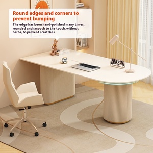 โต๊ะหินอ่อนครีมร่วมสมัยสำหรับผู้ใหญ่ดีไซน์ทันสมัยเรียบง่ายสำหรับใช้ในบ้านสำนักงานห้องนั่งเล่นห้องนอนทำจากโลหะ - Product Image 1