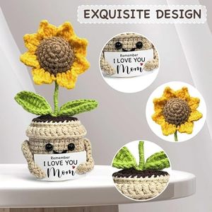 Regalos de Girasol Positivo Pequeños y Lindos Hechos a Mano con Ganchillo, Mini Flores Emocionales, Regalos de Cumpleaños para Mamá, Recuerda que Te Amo, Mamá - Product Image 3