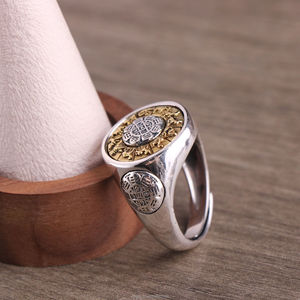 Anillo de Protección con Diseño de Remolino Vintage Certificado S99, Amuleto de la Suerte, Cultura Tibetana, Anillo de Personalidad para Hombre, Moda Masculina - Product Image 4