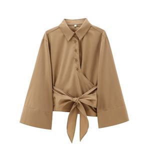 Chemises pour femmes à double boutonnage, courtes, respirantes et tendance, avec un nouveau design de cravate et un toucher de luxe – Vente en gros - Product Image 5